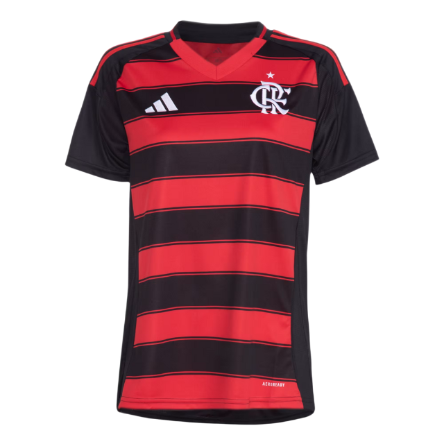Camisa Flamengo I 24/25  Torcedor Adidas Feminina - Vermelho e Preto