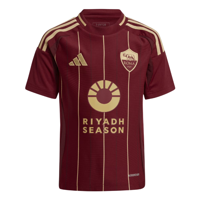 Camisa Roma I 24/25 - Torcedor Adidas Masculina - Vermelho com detalhes em dourad