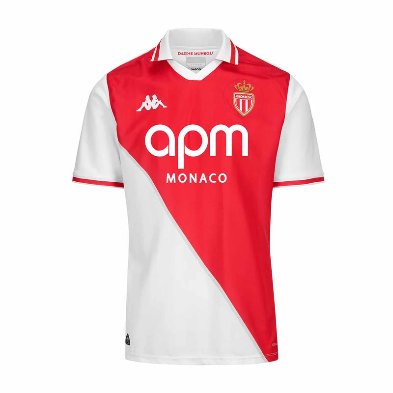 Camisa Monaco I 2024/25 Torcedor Masculina - Branca e Vermelha