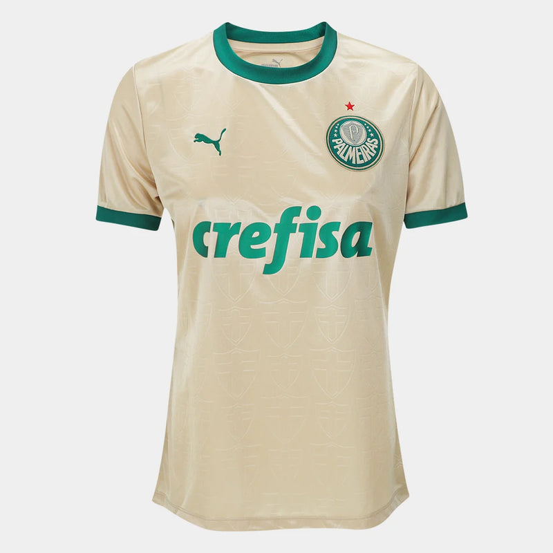 Camisa Palmeiras III 24/25 - Torcedor Puma Feminina - Dourada com detalhes em verde