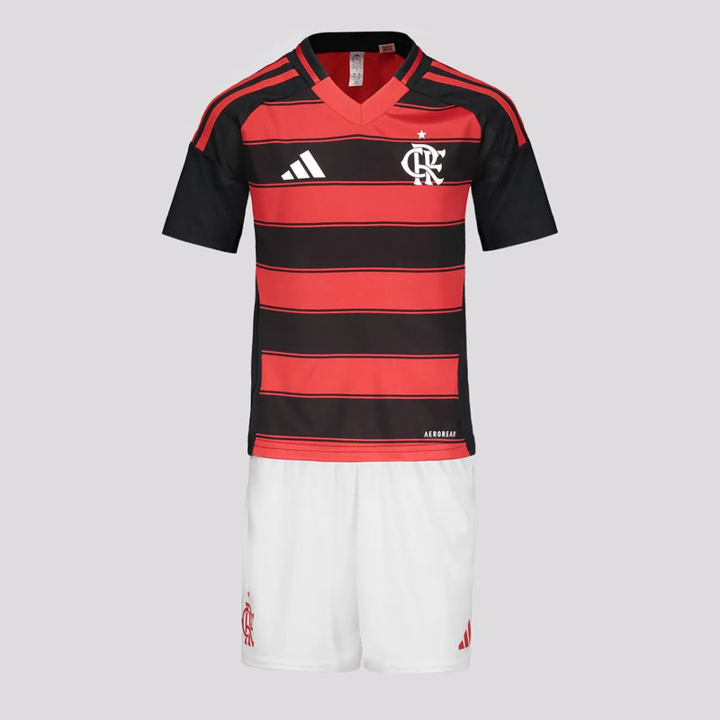 Kit Infantil Flamengo I 25/26 - Adidas - Vermelho e preto