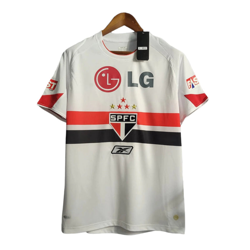 Camisa Retrô São Paulo I 2006 - Masculina Reebok - Branca com detalhes vermelho e preto