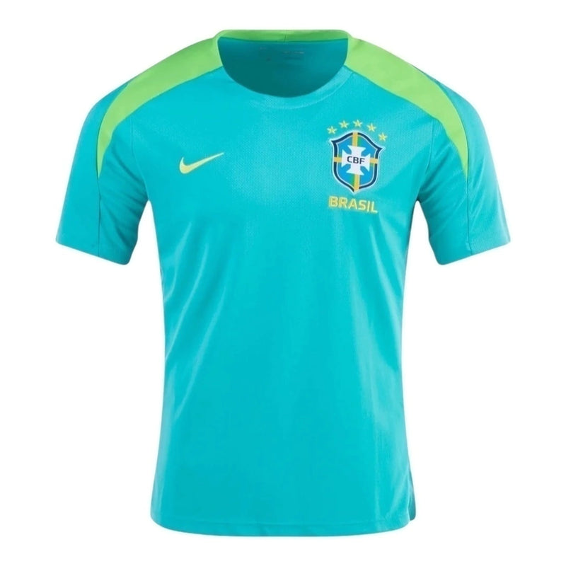 Camisa Seleção Brasileira Treino 24/25 - Torcedor Nike Masculina - Azul com detalhes em verde