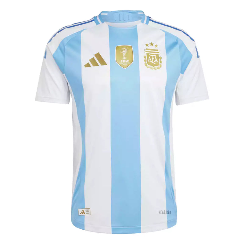 Camisa Seleção da Argentina I 24/25 - Torcedor Adidas Masculina - Azul e branca com detalhes em dourado